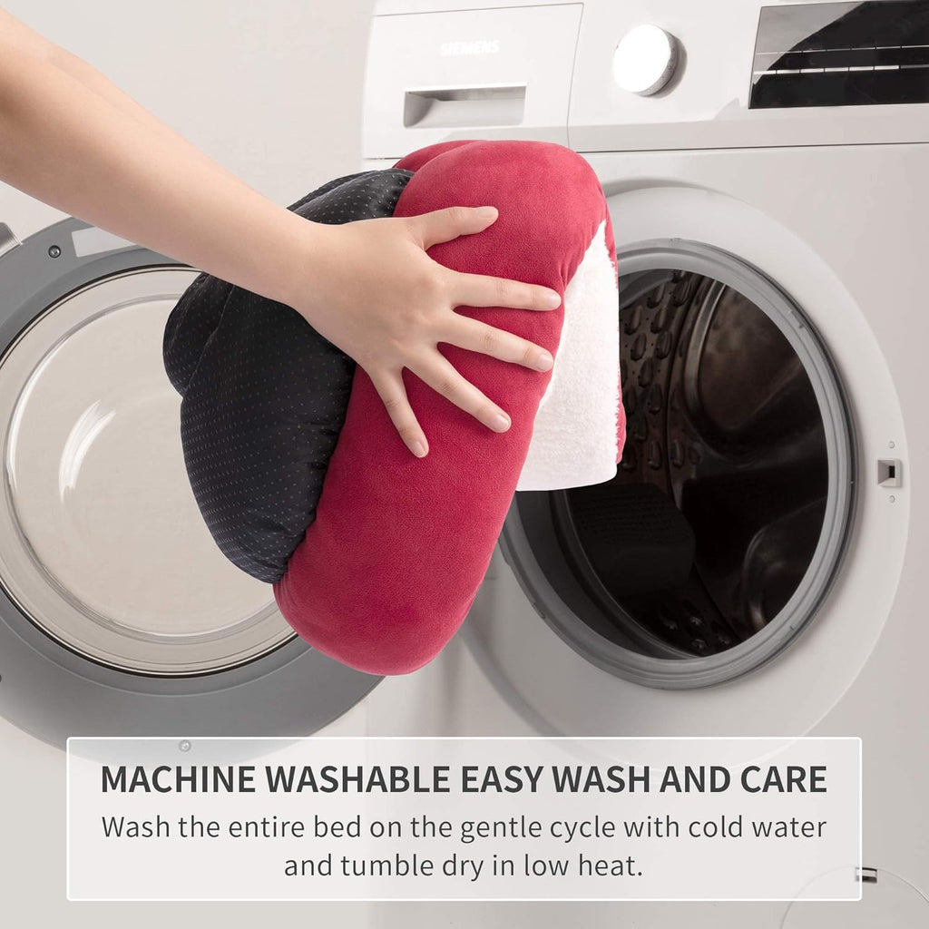 round Donut Cat and Dog Cushion Bed, 20In Pet Bed for Cats or Small Dogs, Anti-Slip & Water-Resistant Bottom, Super Soft Durable Fabric Pet Beds, Washable Luxury Cat & Dog Bed Red