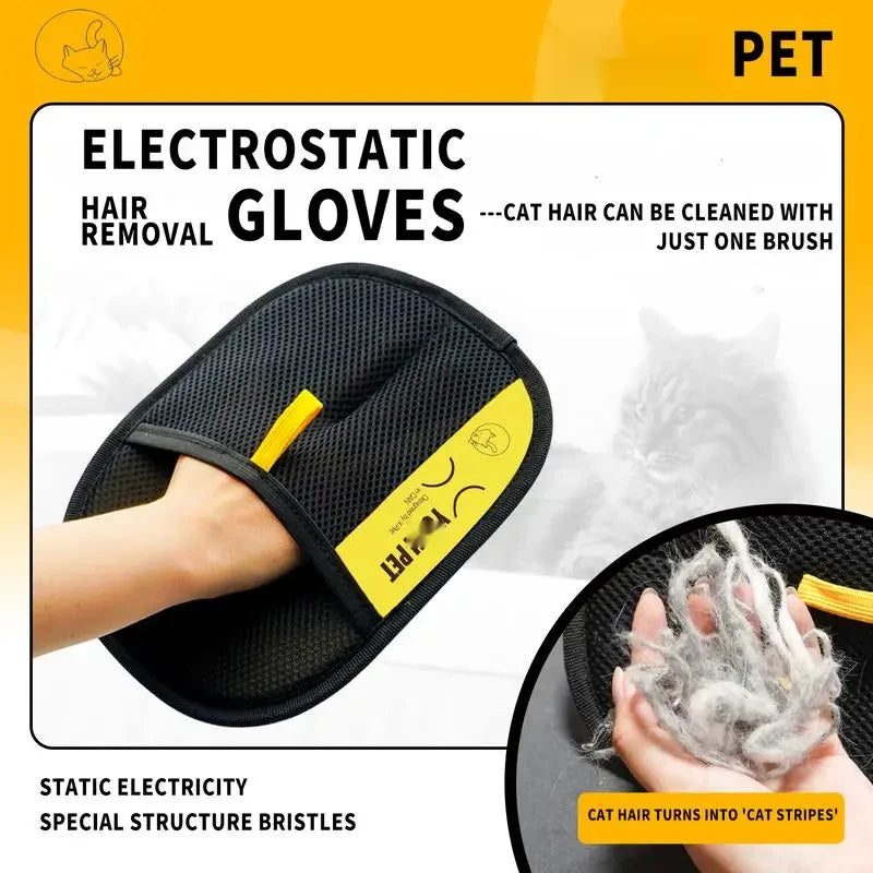 Animal Hair Glove Electrostatic Gloves Two-Way Brush Pet Hair Removal Glove for Cats Dogs Clothes Furniture Electrostatic