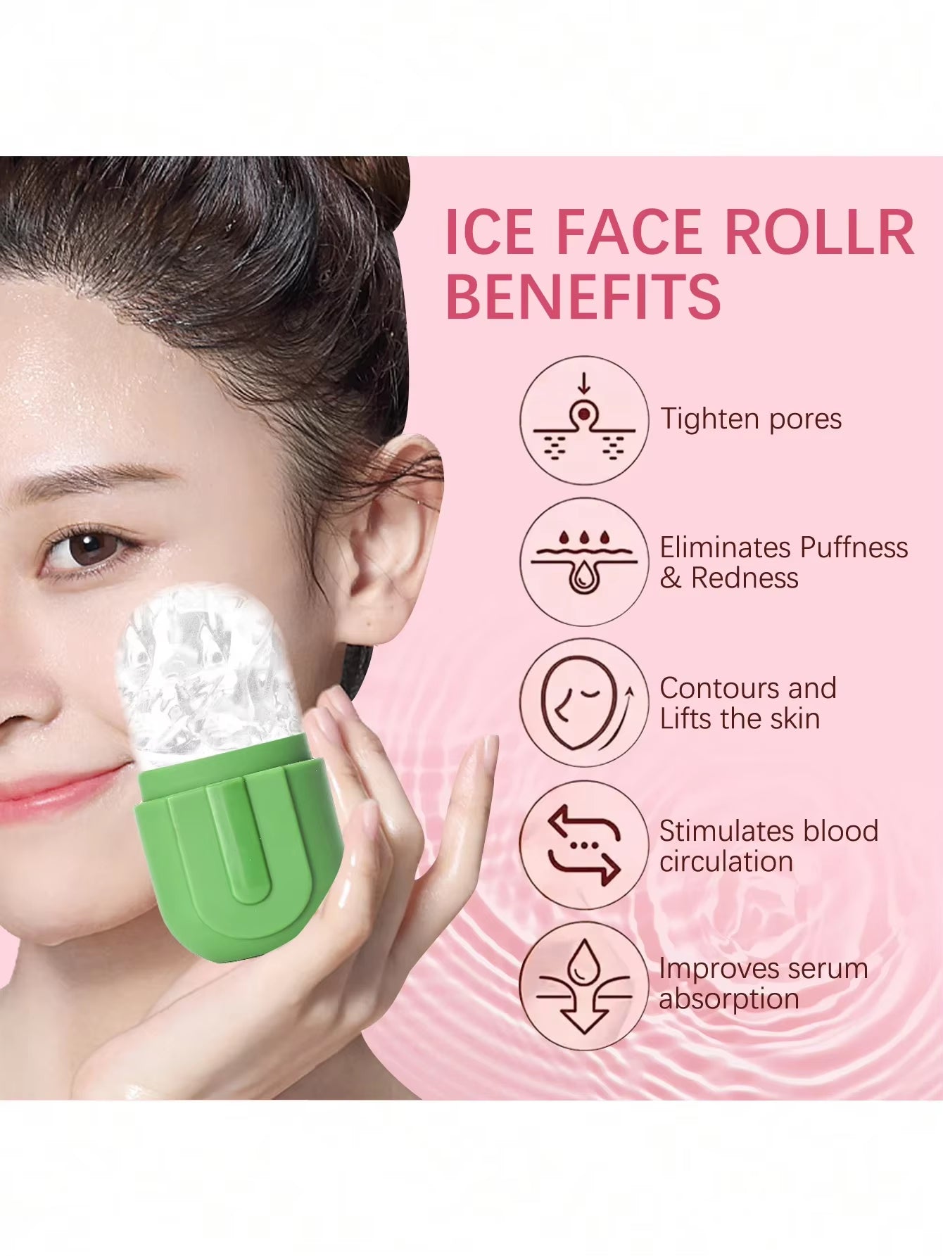 Ice Roller Mold, Facial Massager for Skincare - Reusable Silicone Ice Mold, Keeps Skin Fresh and Cool