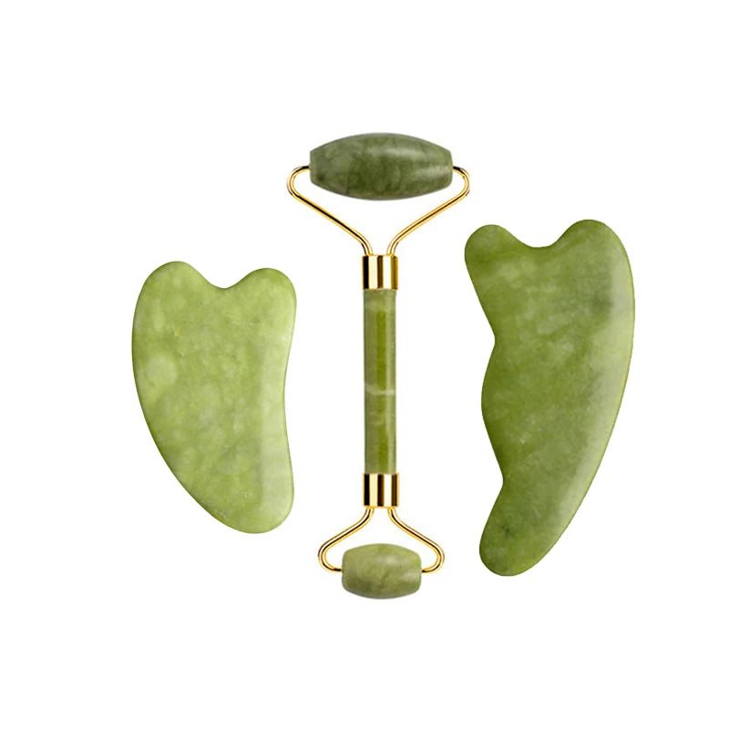 Natural Jade Roller Gua Sha Massage Set Guasha Board Comb Gouache Scraper Body Acupuncture Spa Facial anti Aging Lifting Tools