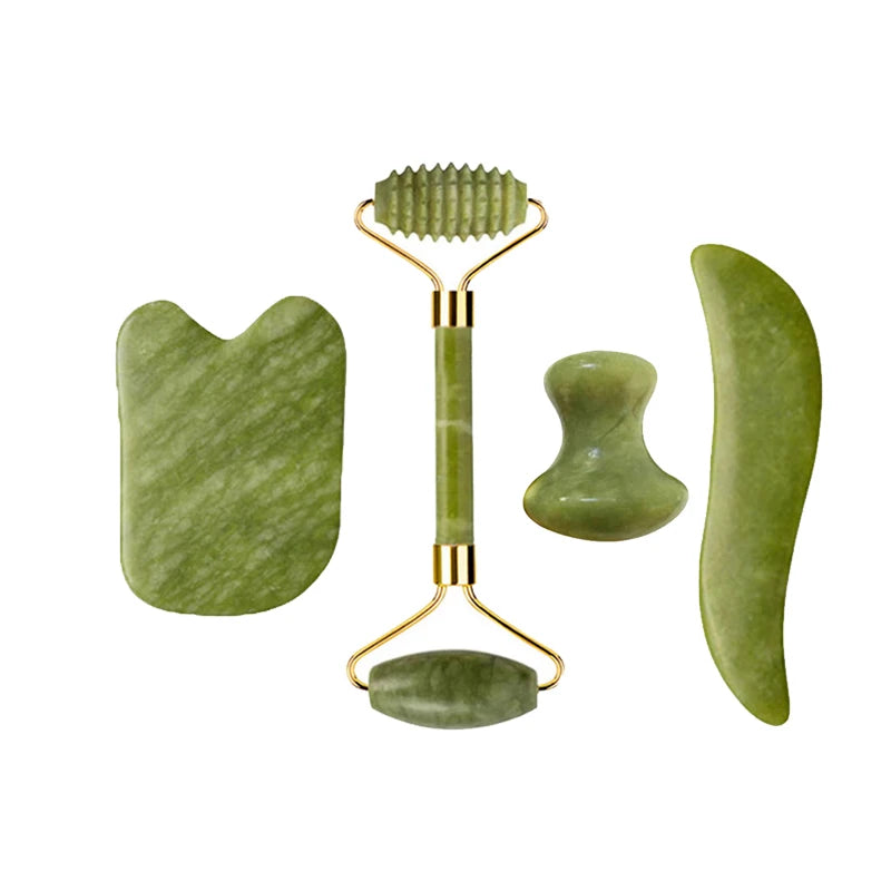 Natural Jade Roller Gua Sha Massage Set Guasha Board Comb Gouache Scraper Body Acupuncture Spa Facial anti Aging Lifting Tools