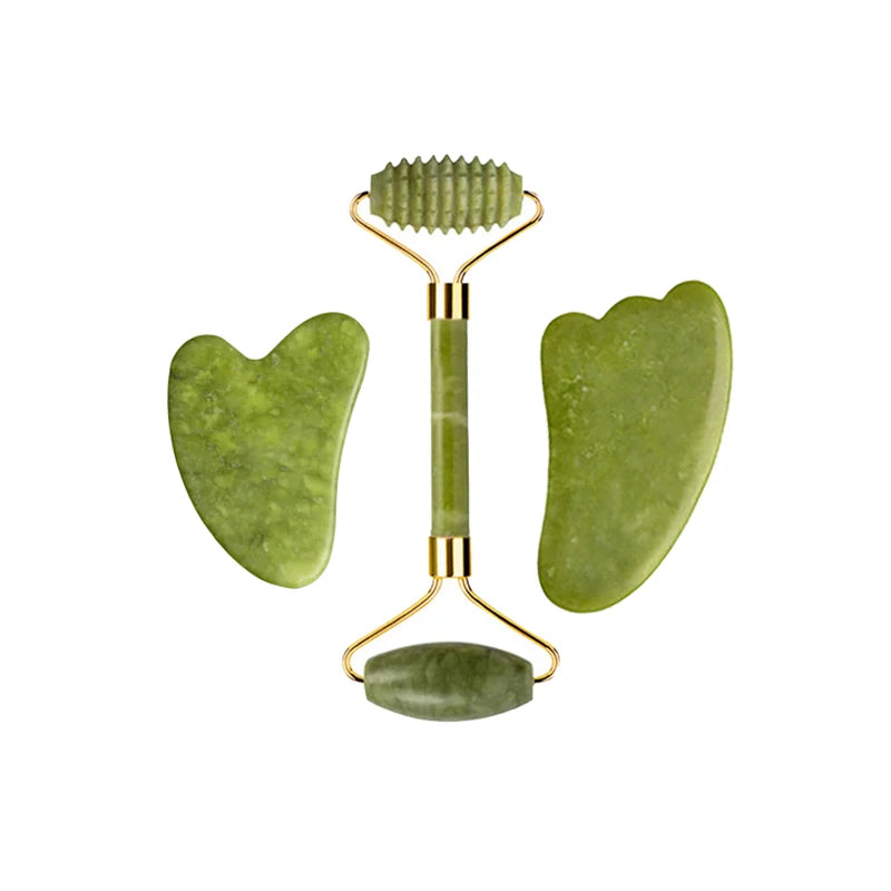 Natural Jade Roller Gua Sha Massage Set Guasha Board Comb Gouache Scraper Body Acupuncture Spa Facial anti Aging Lifting Tools