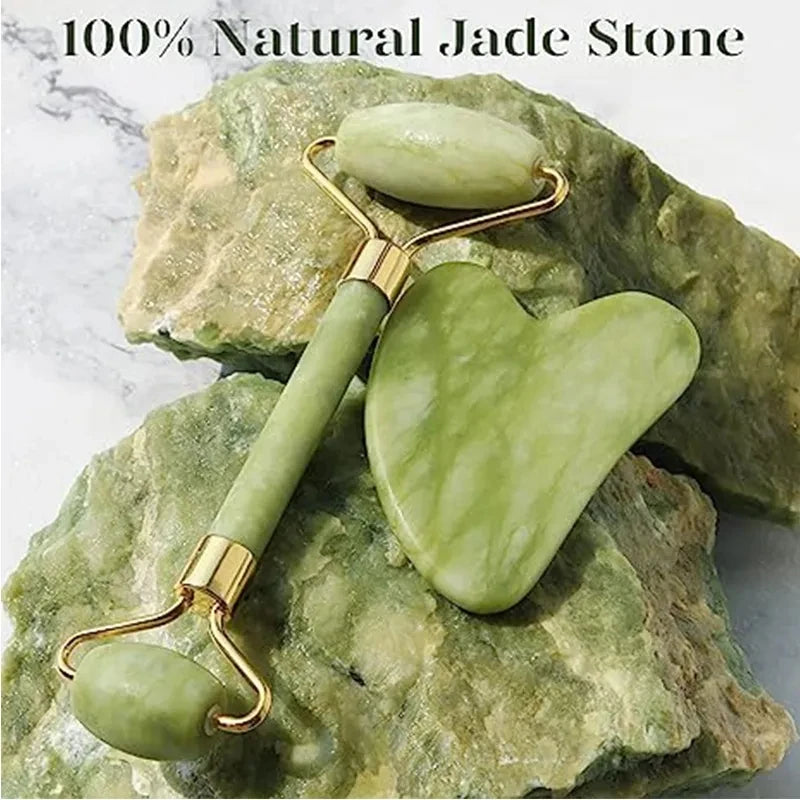 Natural Jade Roller Gua Sha Massage Set Guasha Board Comb Gouache Scraper Body Acupuncture Spa Facial anti Aging Lifting Tools