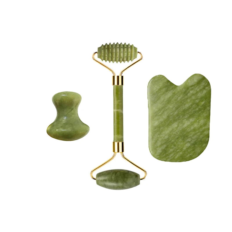 Natural Jade Roller Gua Sha Massage Set Guasha Board Comb Gouache Scraper Body Acupuncture Spa Facial anti Aging Lifting Tools