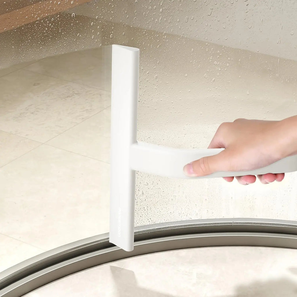 10"Just Hang Shower Squeegee for Glass Doors, All-One-Piece Silicone with Built-In Hook Design for Easy Hanging and Cleaning