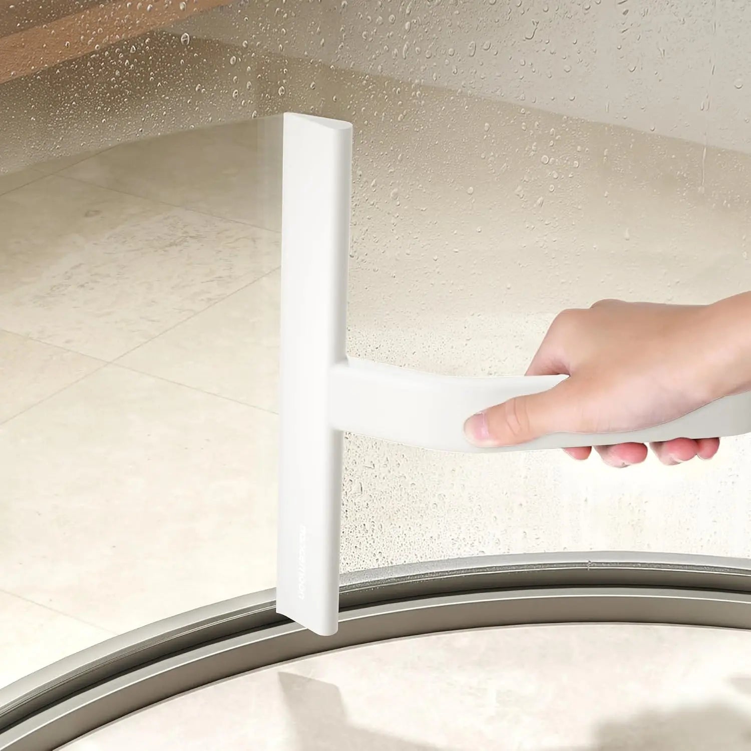 10"Just Hang Shower Squeegee for Glass Doors, All-One-Piece Silicone with Built-In Hook Design for Easy Hanging and Cleaning