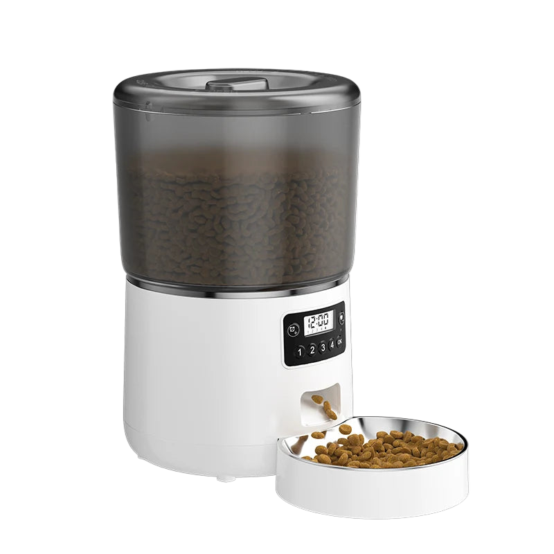 4L Cat Feeder Smart Pet Feeder for Cats Small Dogs Food Dispenser with Bowl in Button Type