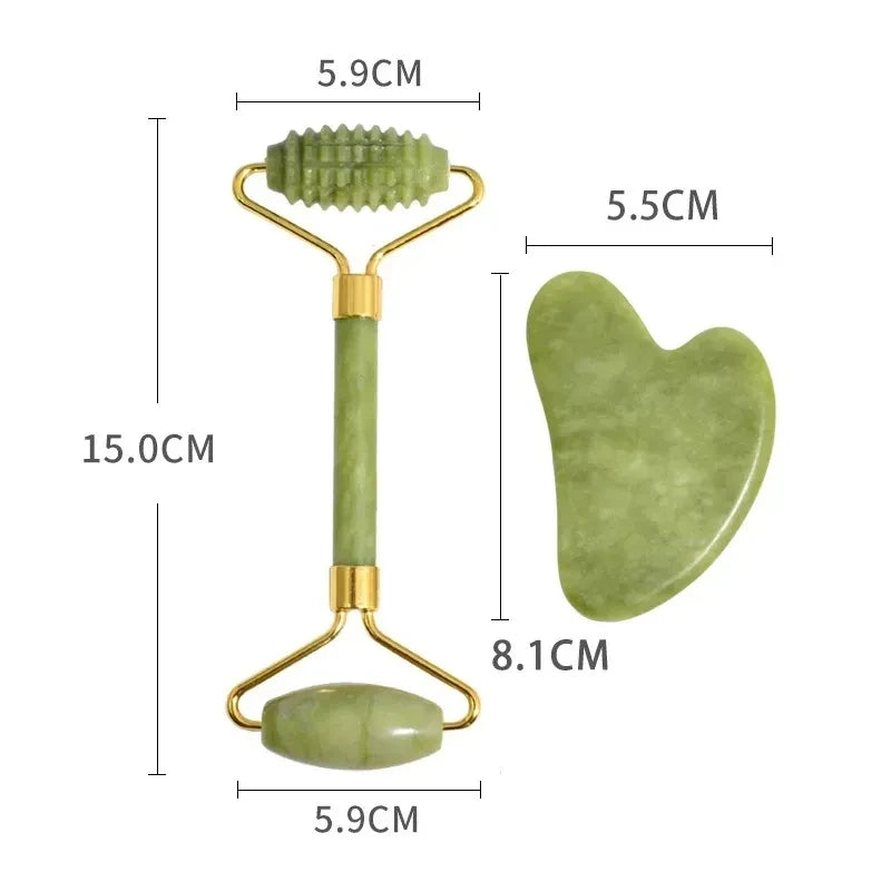 Natural Jade Roller Gua Sha Massage Set Guasha Board Comb Gouache Scraper Body Acupuncture Spa Facial anti Aging Lifting Tools