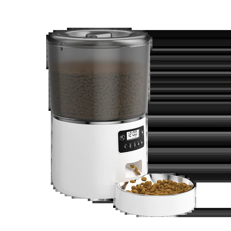 4L Cat Feeder Smart Pet Feeder for Cats Small Dogs Food Dispenser with Bowl in Button Type